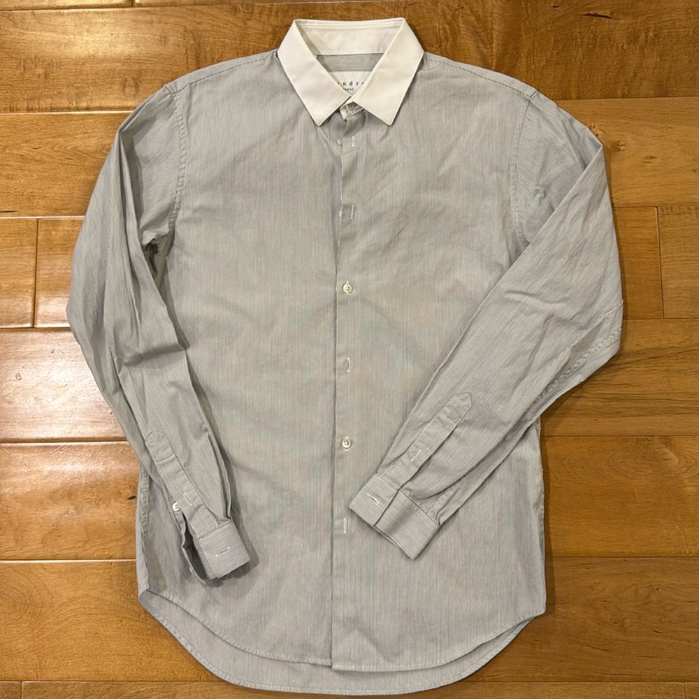 Sandro Paris Microstripe Blue Dress Shirt